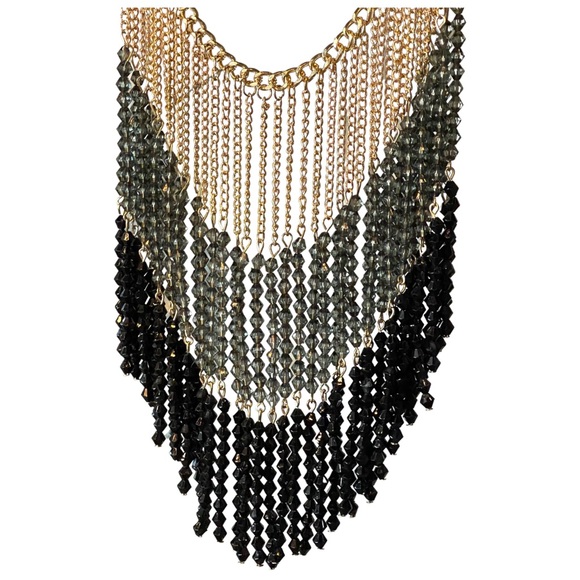 🎁 Two Tone Handmade Fringe Crystal Necklace - Picture 7 of 16